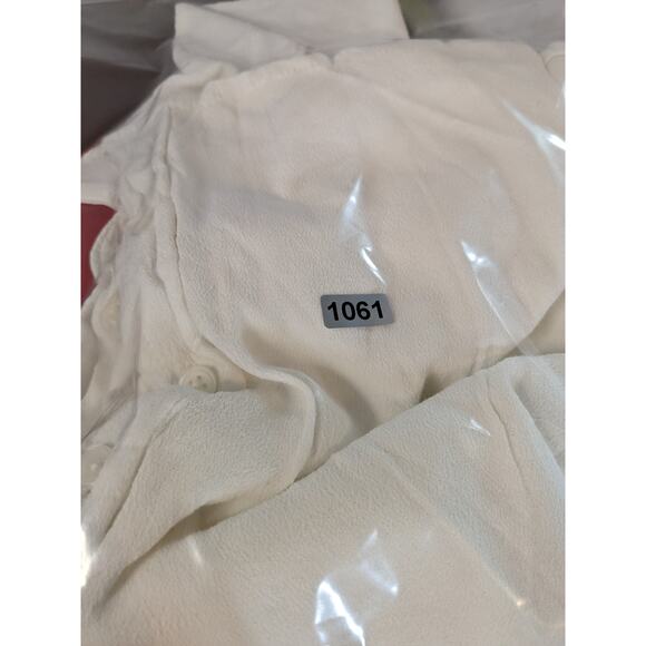 Forever 21 Cropped Top Medium White Sheer Button Up Collared Centre Seam Layer - Picture 8 of 10